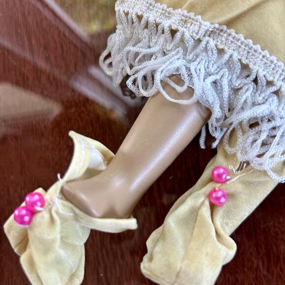 Vintage Porcelain Native American-Inspired Doll with Braids and Beaded Outfit - Picture 7 of 12